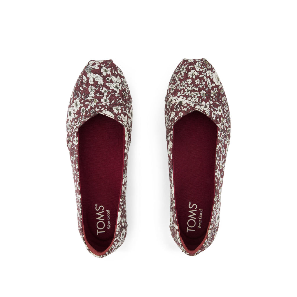 Alpargata Ballet Flat - Burgundy Floral Print Top View