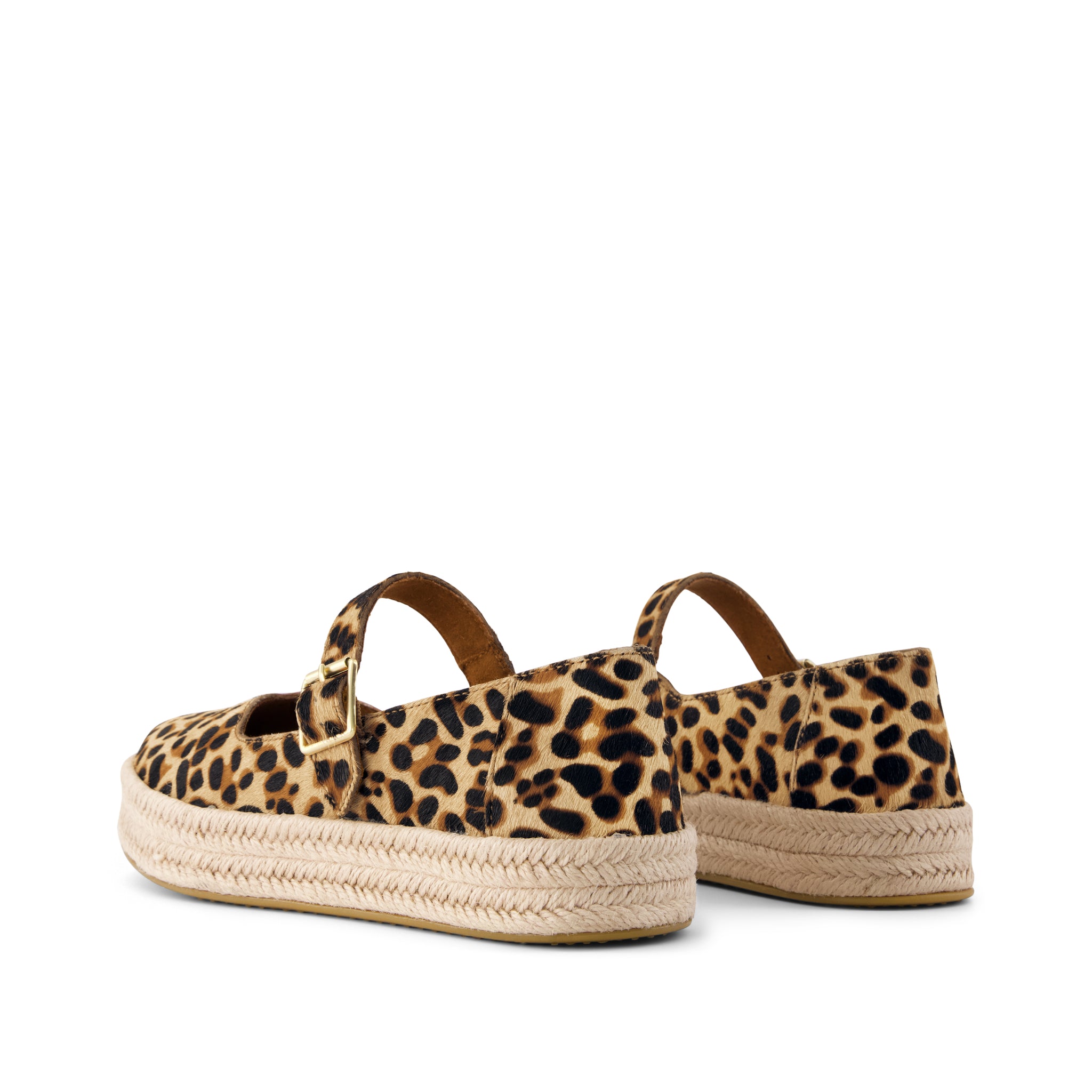 Carolina Mary Jane Espadrille - Brown Sugar Leopard Print Hair Back View