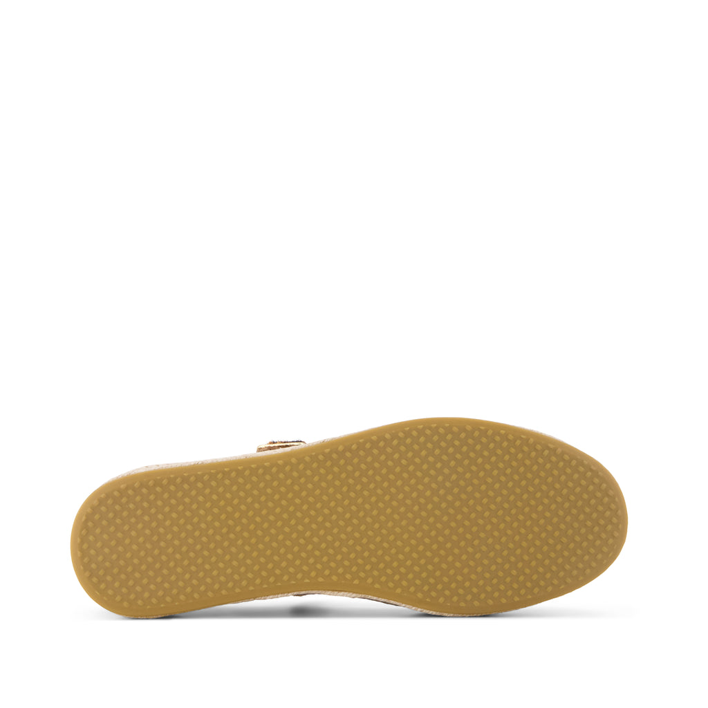 Carolina Mary Jane Espadrille - Brown Sugar Leopard Print Hair Bottom Sole View