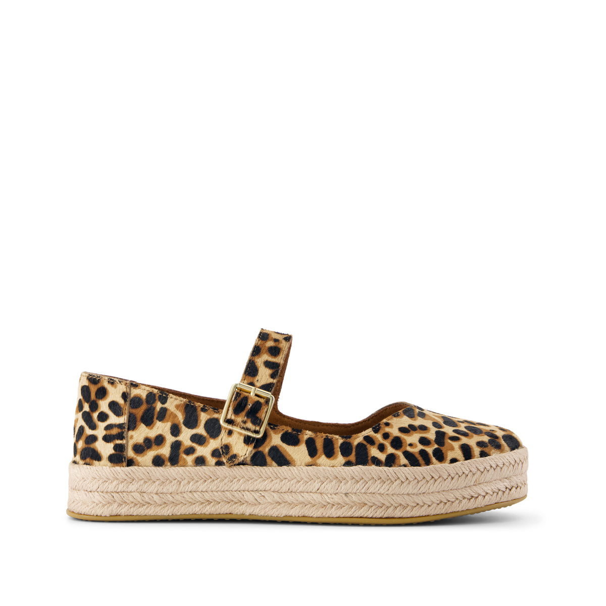 Carolina Mary Jane Espadrille - Brown Sugar Leopard Print Hair Side View