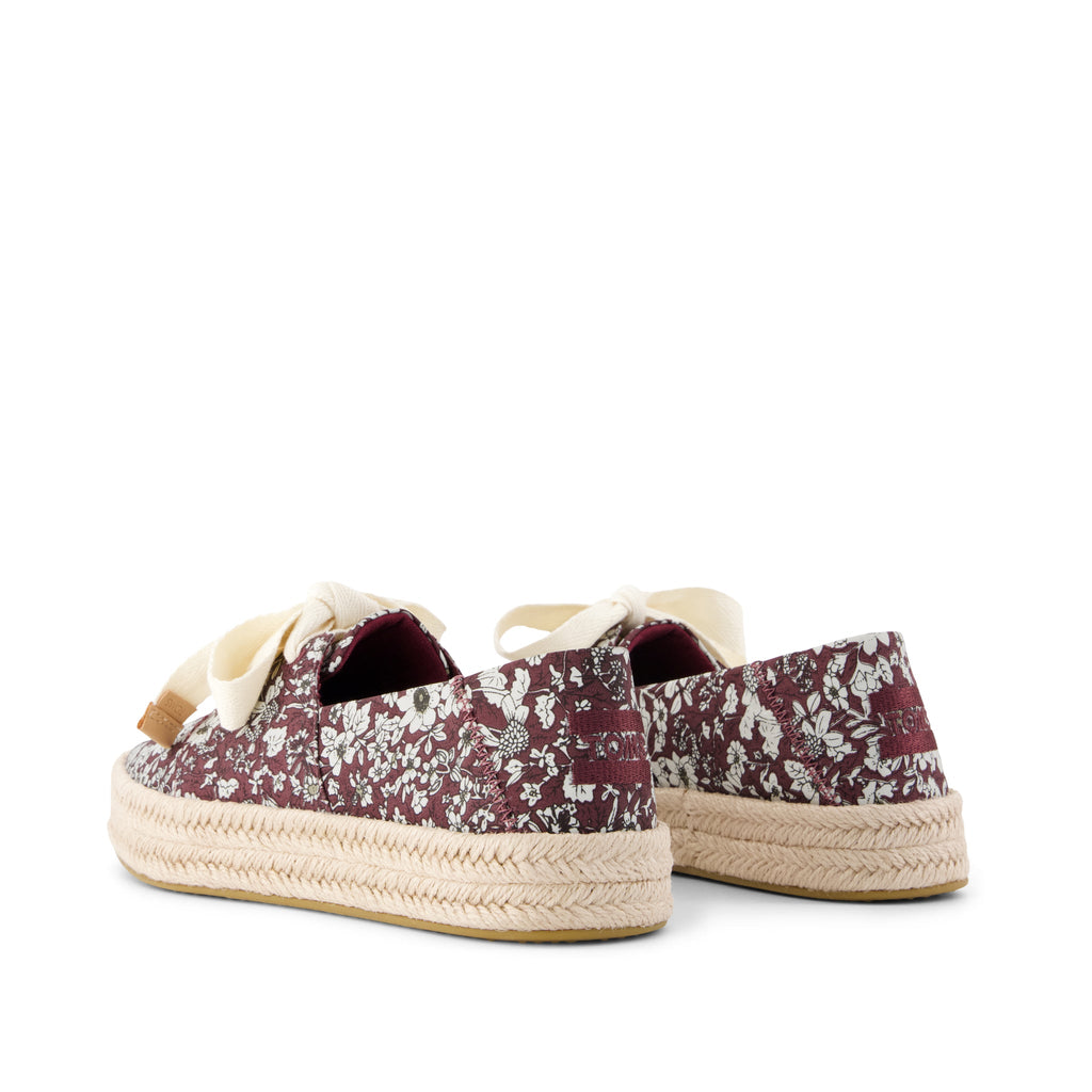 Carolina Lace-Up Espadrille - Burgundy Floral Print Back View