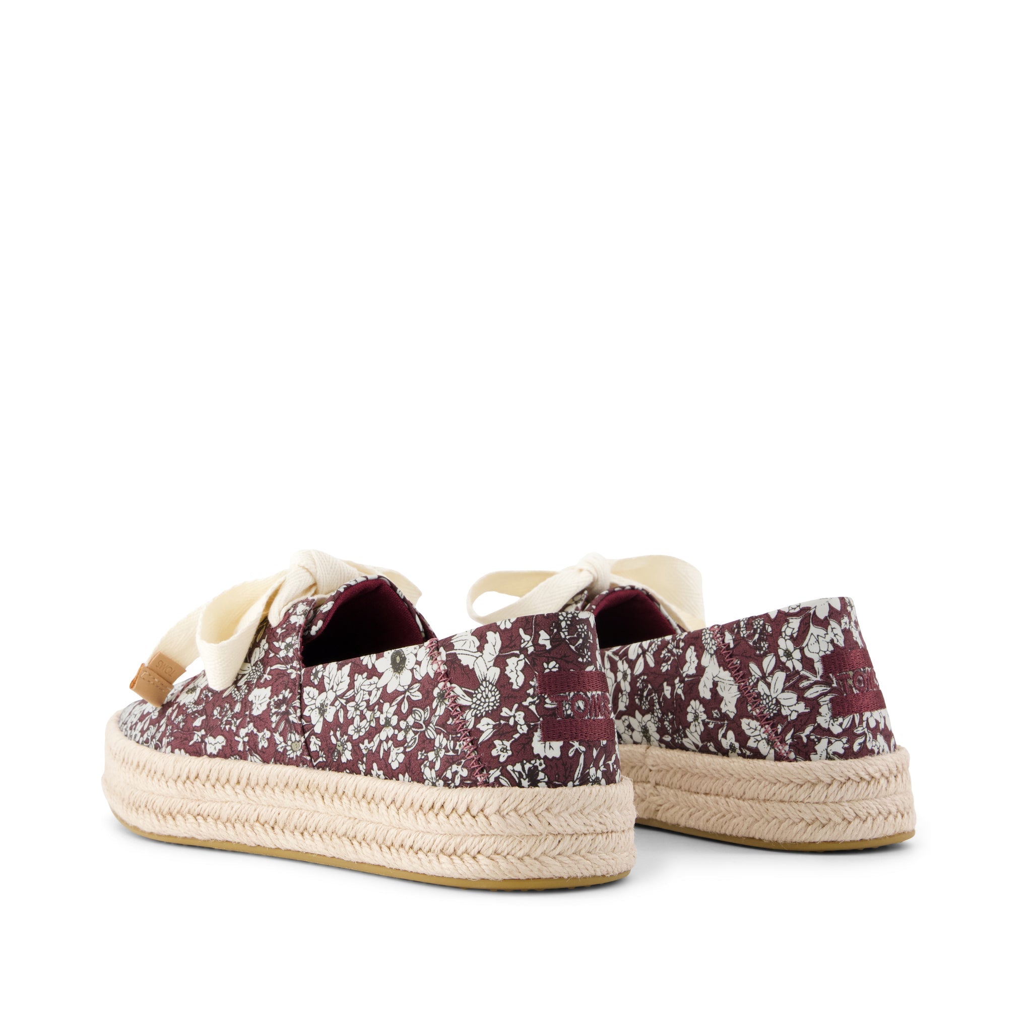 Carolina Lace-Up Espadrille - Burgundy Floral Print Back View