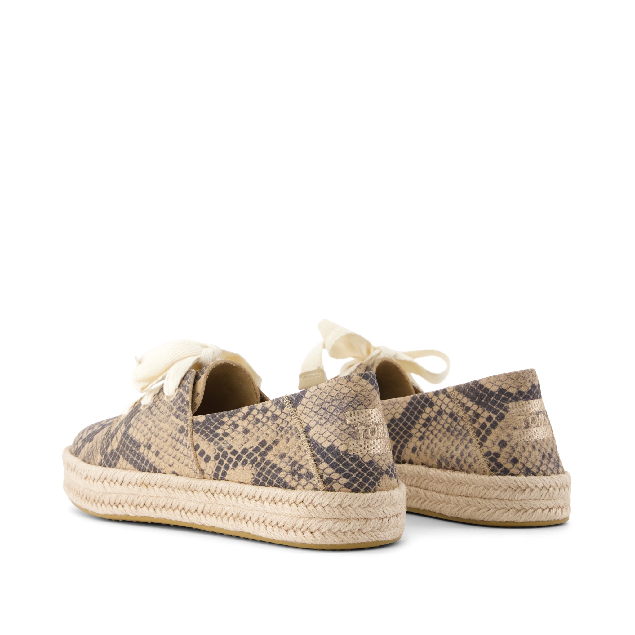 Carolina Lace-Up Espadrille - Taupe Snake Print Suede Back View