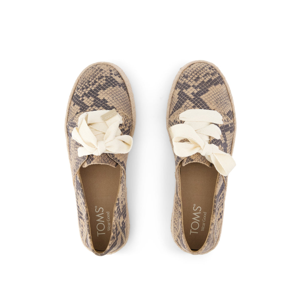 Carolina Lace-Up Espadrille - Taupe Snake Print Suede Top View