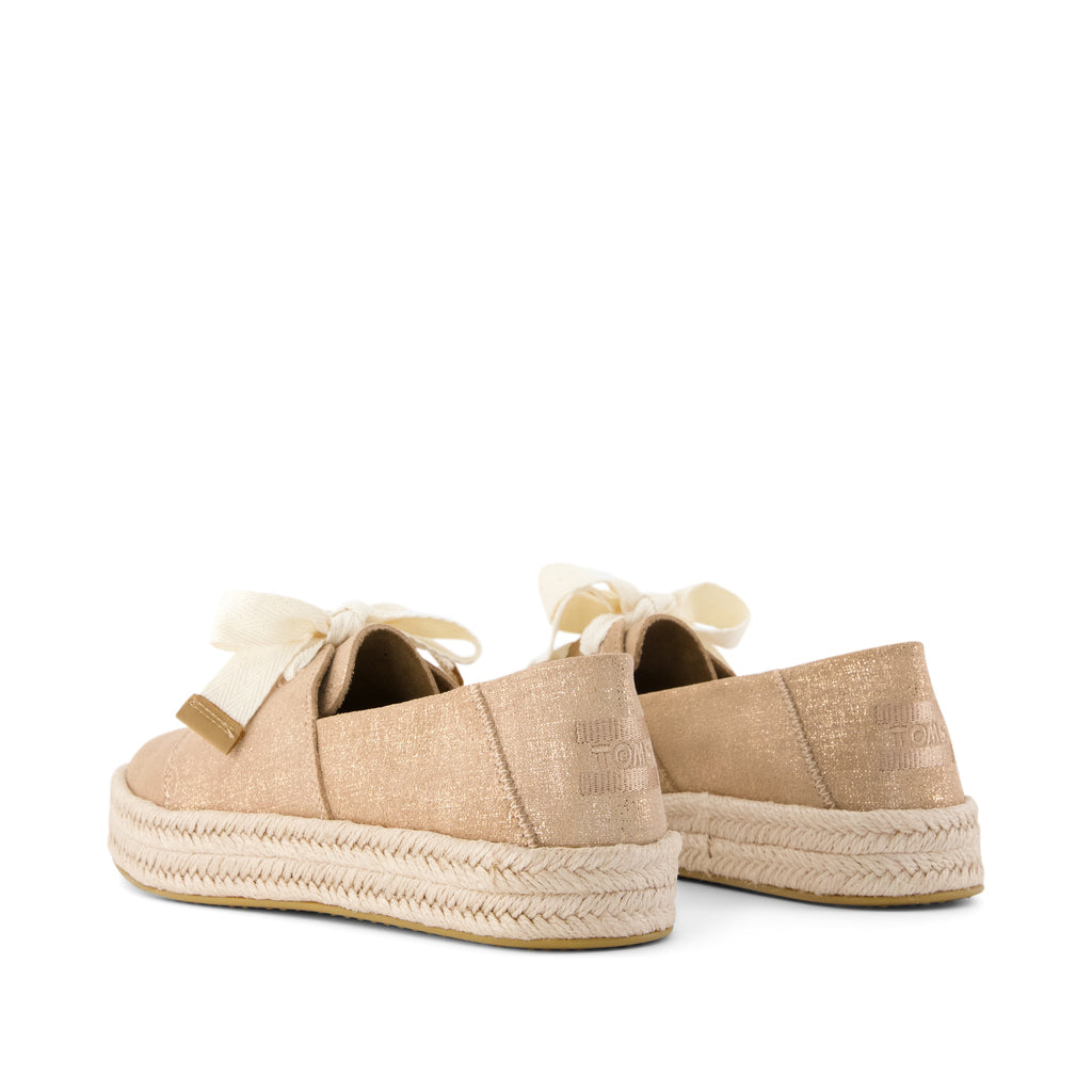 Carolina Lace-Up Espadrille - Bronze Crosshatch Suede Back View