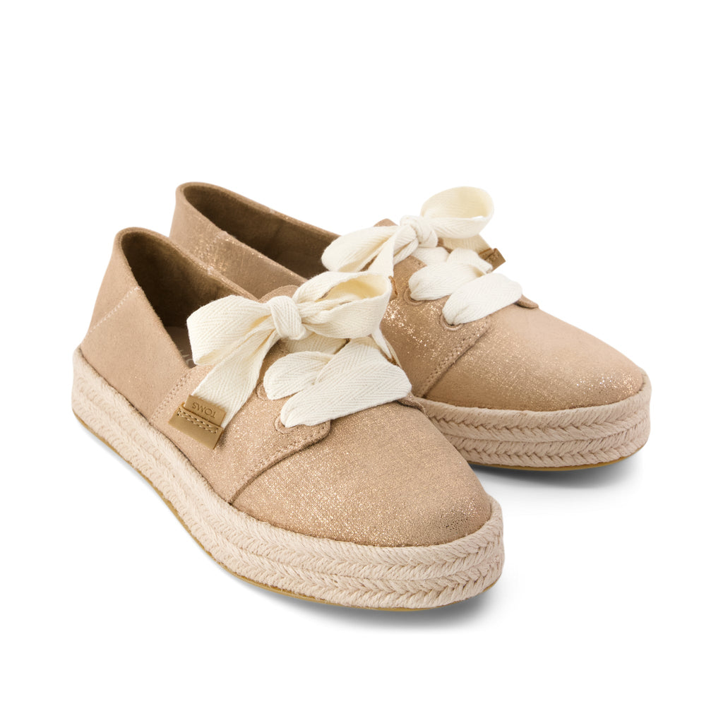 Carolina Lace-Up Espadrille - Bronze Crosshatch Suede Front View