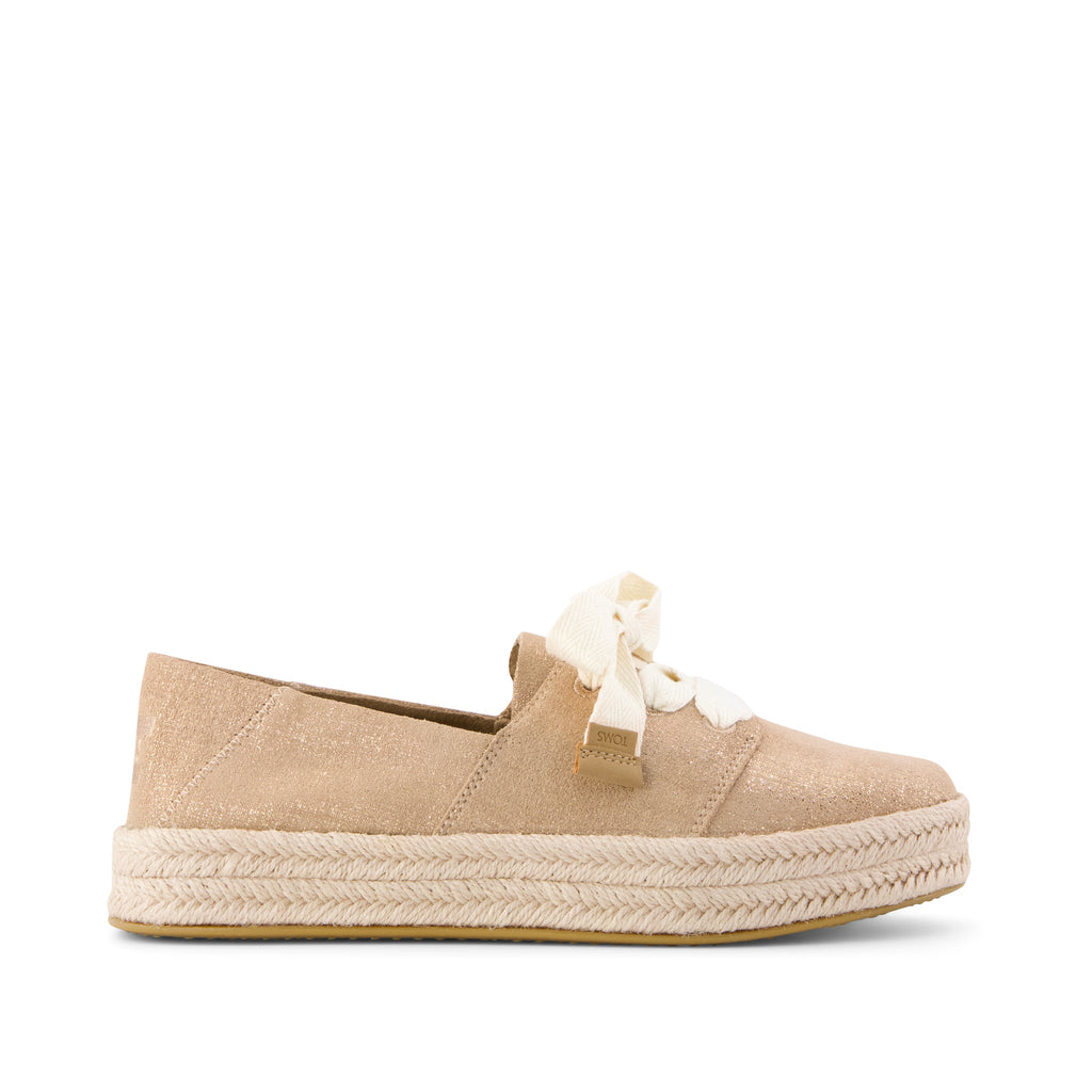 Carolina Lace-Up Espadrille - Bronze Crosshatch Suede Side View