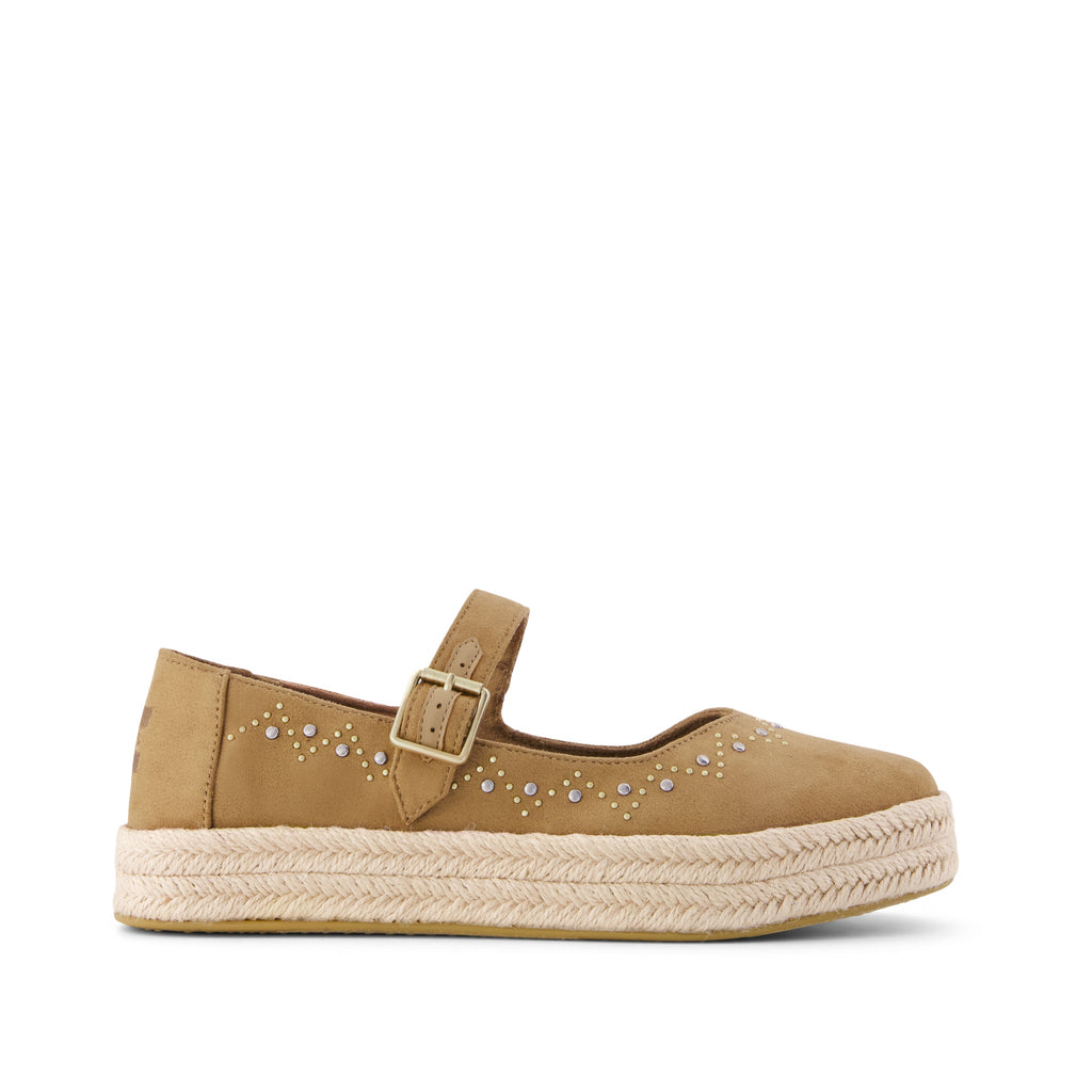 Carolina Mary Jane Espadrille - Toffee Microsuede Side View