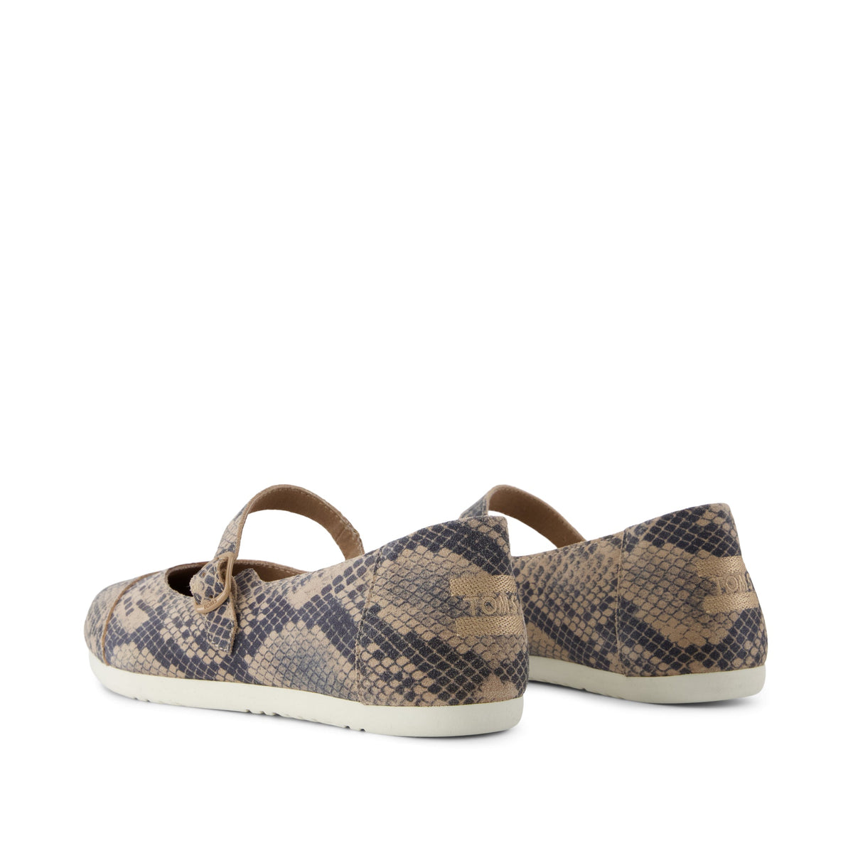 Alpargata Mary Jane - Taupe Snake Print Suede Back View