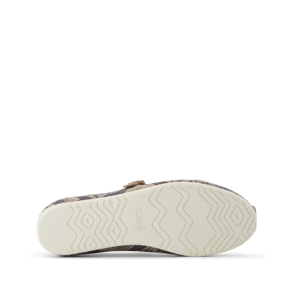 Alpargata Mary Jane - Taupe Snake Print Suede Bottom Sole View