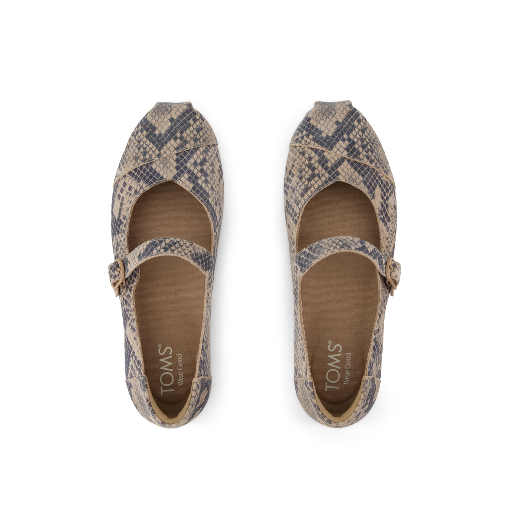 Alpargata Mary Jane - Taupe Snake Print Suede Top View