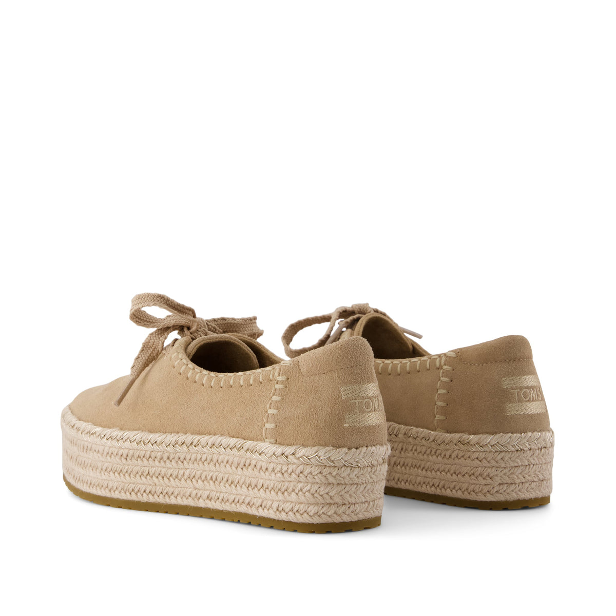 Valencia Lace-Up Platform Espadrille - Taupe Deco Stitch Suede Back View