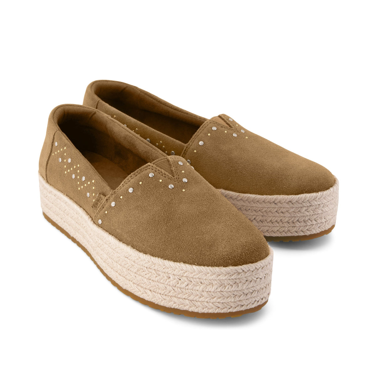 Valencia Platform Espadrille - Toffee Suede Front View