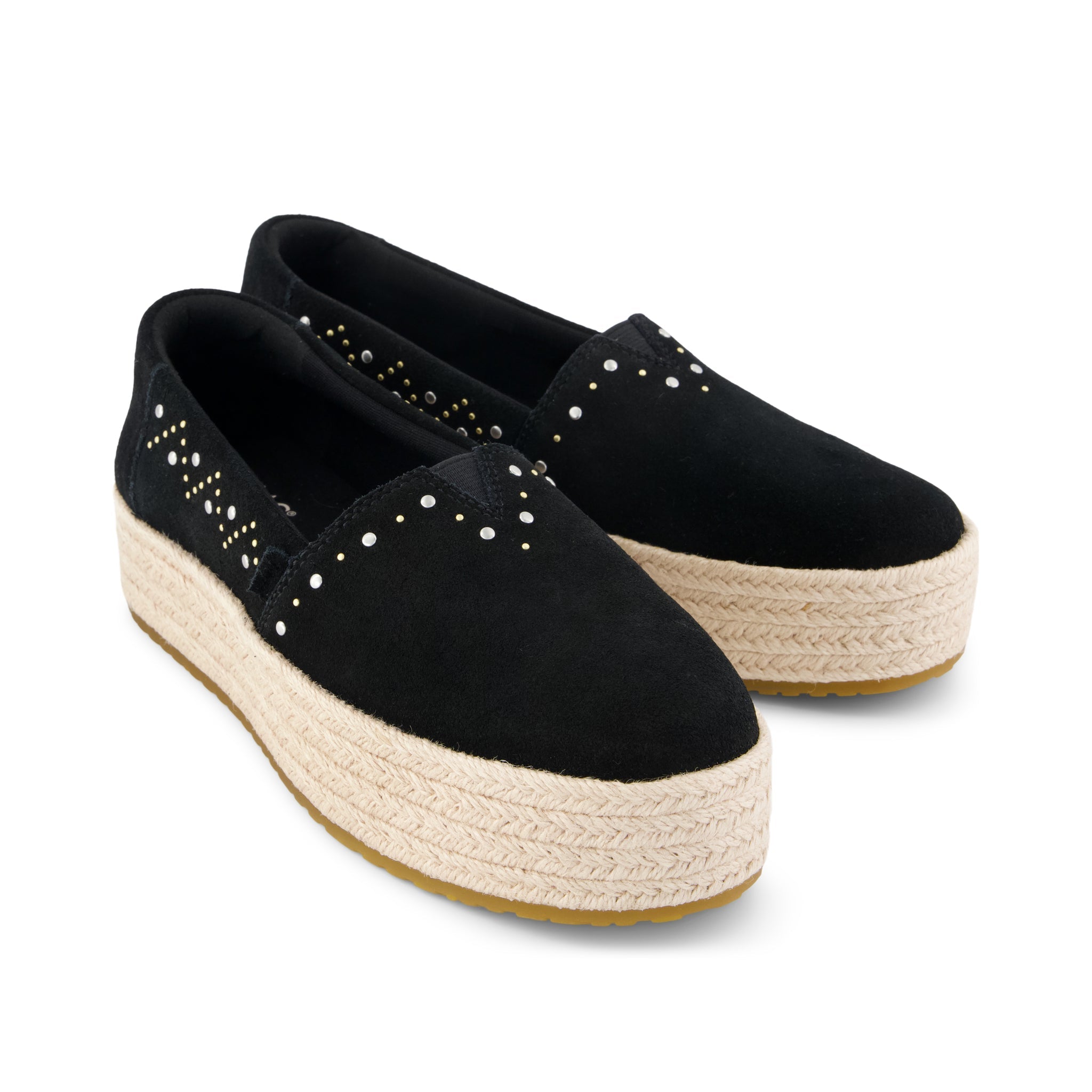 Valencia Platform Espadrille - Black Suede Front View