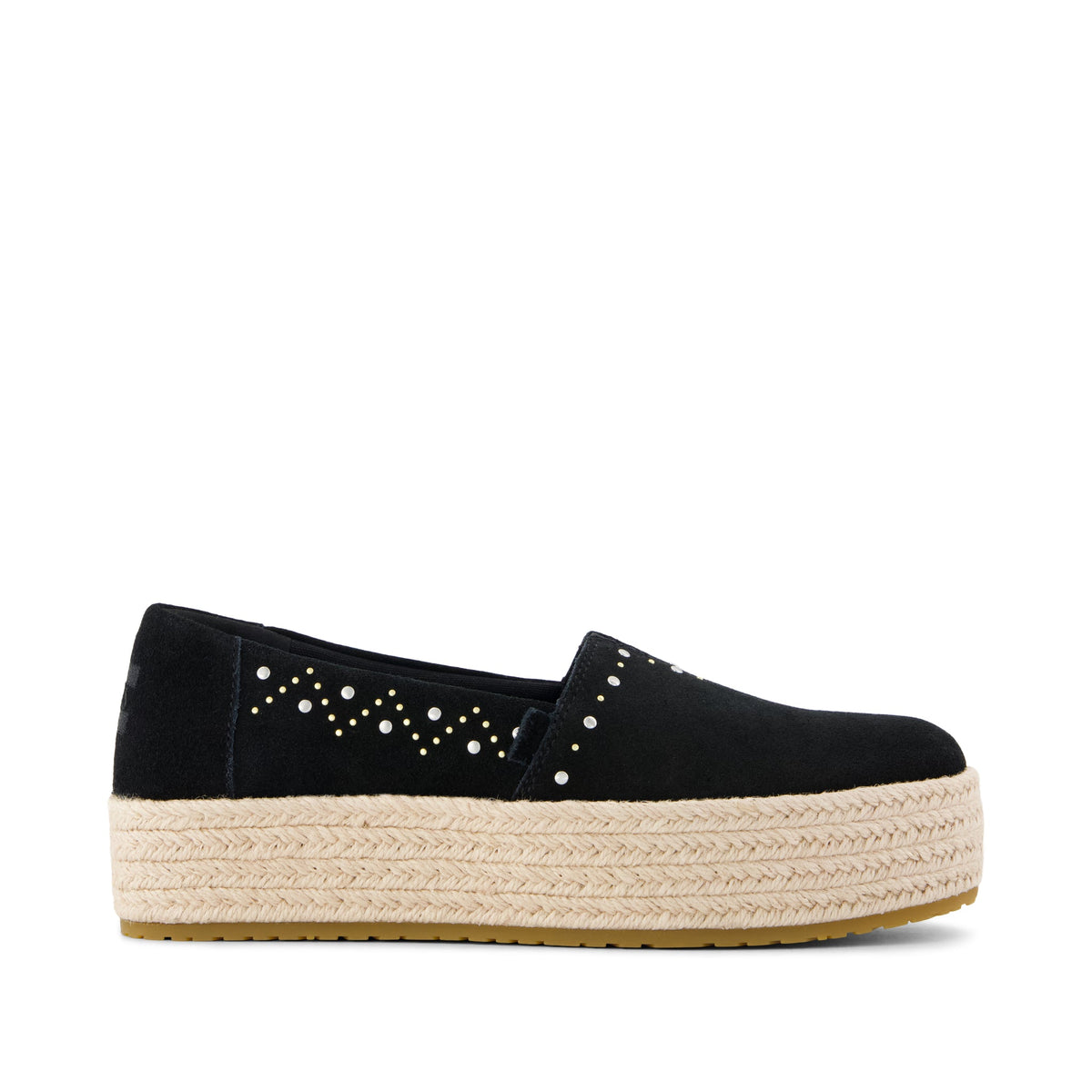 Valencia Platform Espadrille - Black Suede Side View