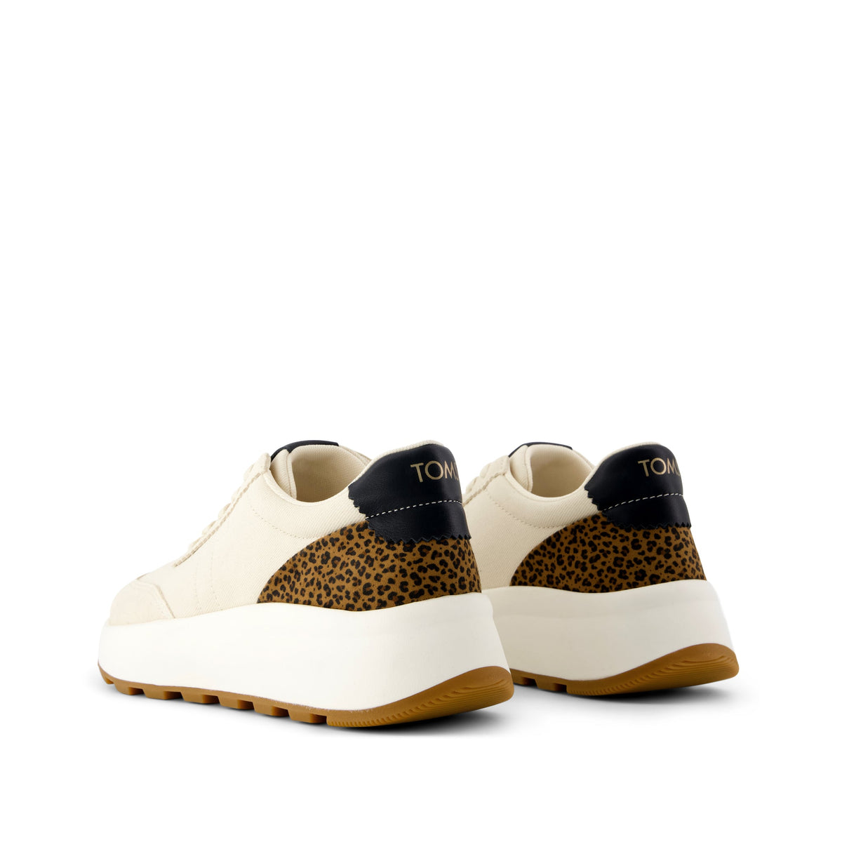 TRVL Lite Wedge Sneaker - Water Repellent Cream Cheetah Print Vintage Twill Back View