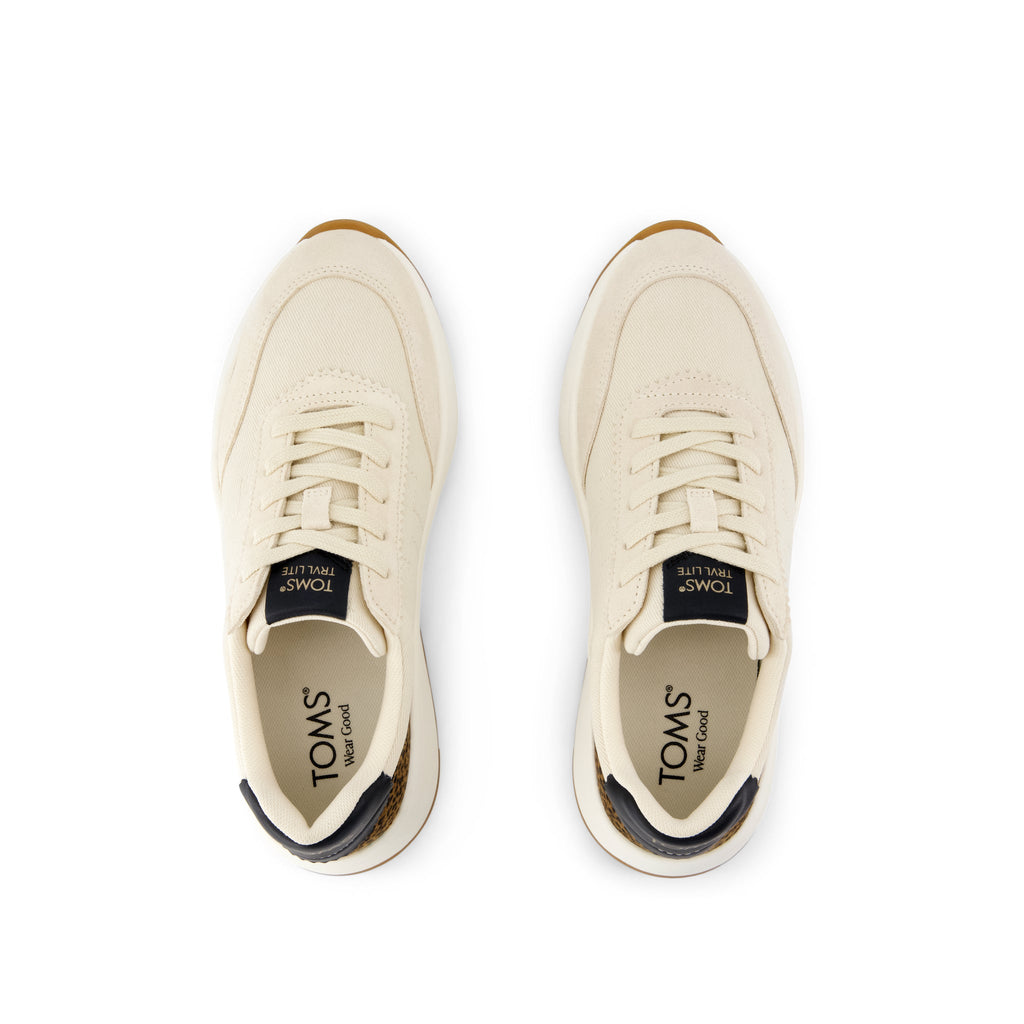 TRVL Lite Wedge Sneaker - Water Repellent Cream Cheetah Print Vintage Twill Top View