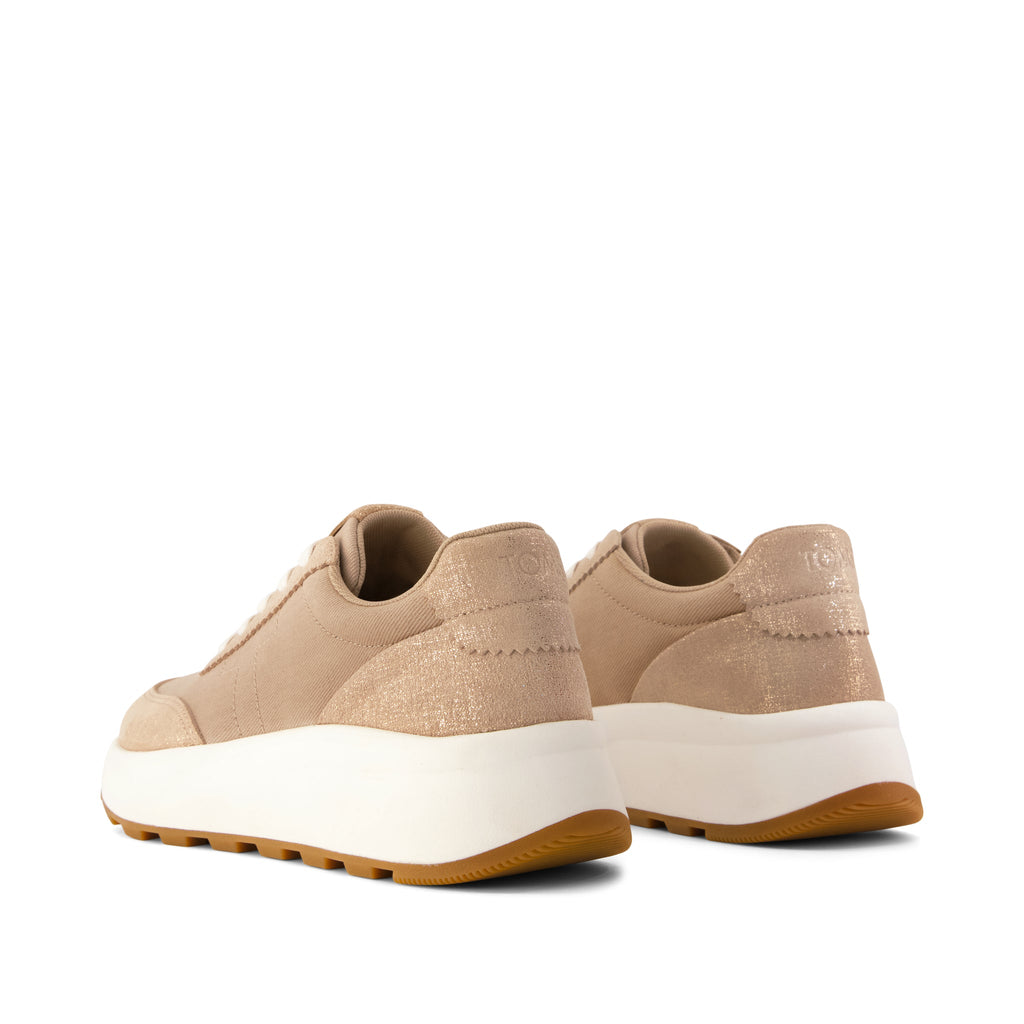 TRVL Lite Wedge Sneaker - Water Repellent Taupe Vintage Twill Back View