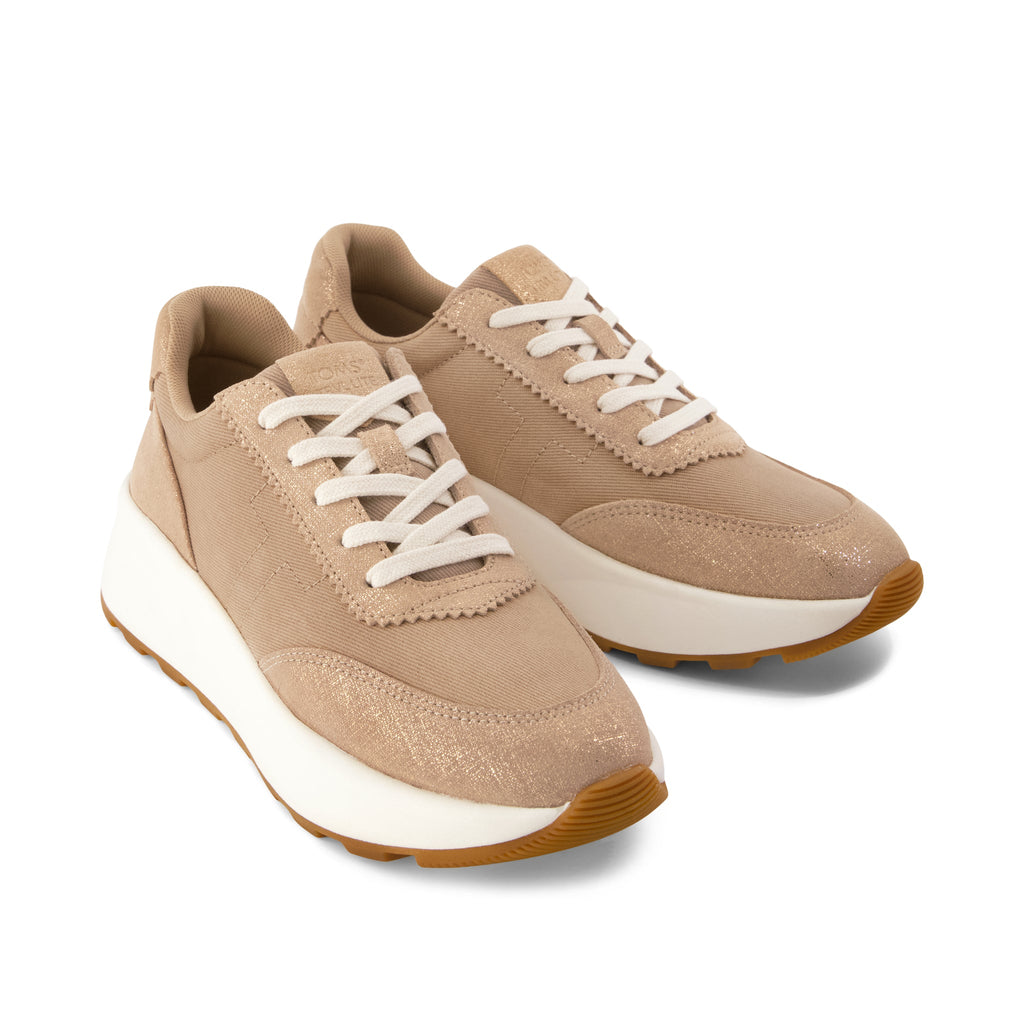 TRVL Lite Wedge Sneaker - Water Repellent Taupe Vintage Twill Front View