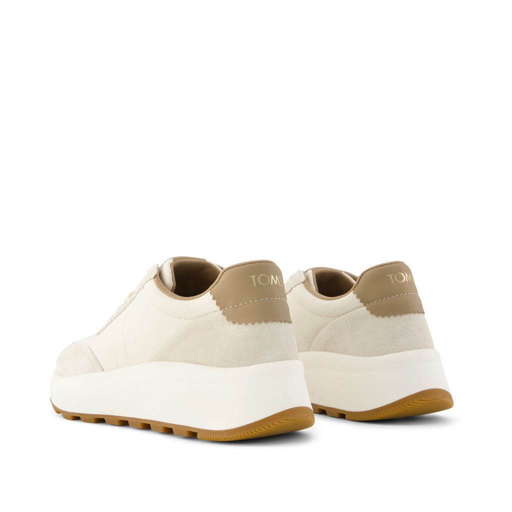 TRVL Lite Wedge Sneaker - Water Repellent Light Sand Vintage Twill Back View