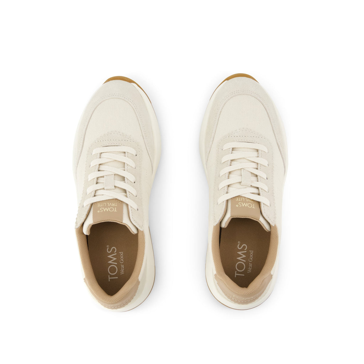 TRVL Lite Wedge Sneaker - Water Repellent Light Sand Vintage Twill Top View