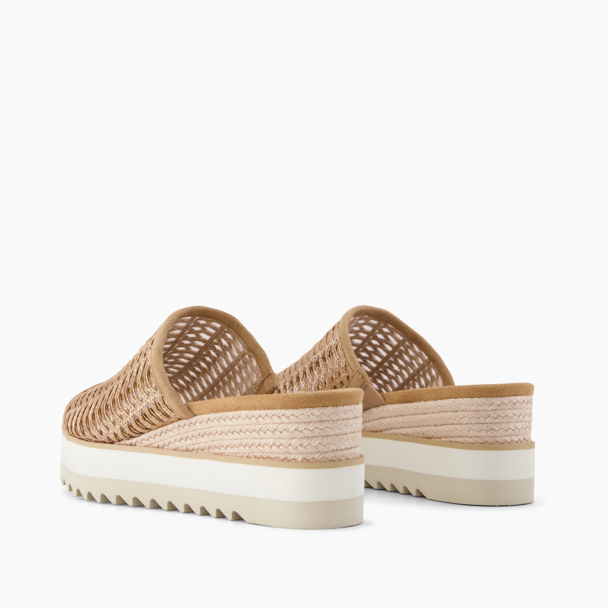 Diana Mule Wedge Sandal - Bronze Deco Basket Weave Back View