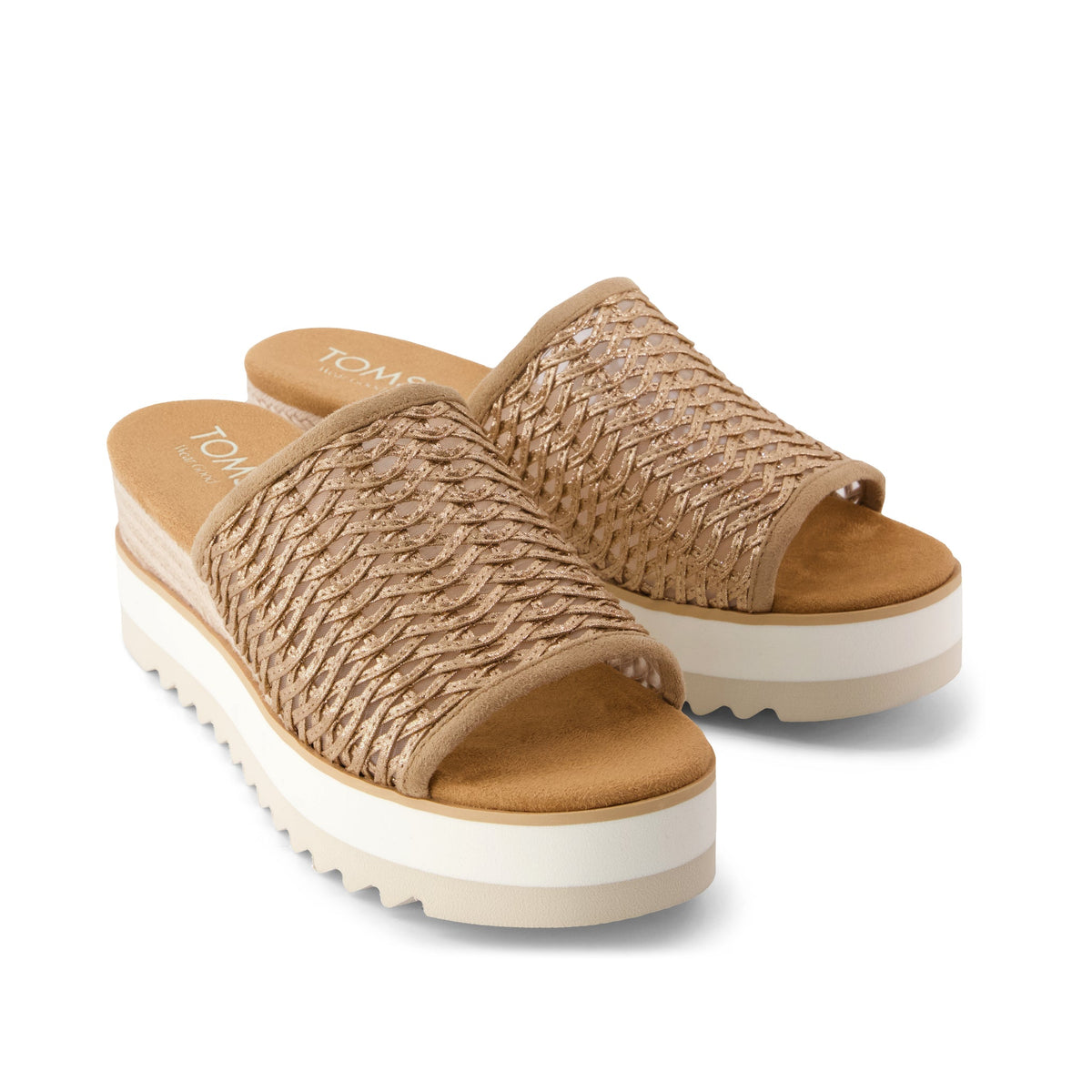 Diana Mule Wedge Sandal - Bronze Deco Basket Weave Front View