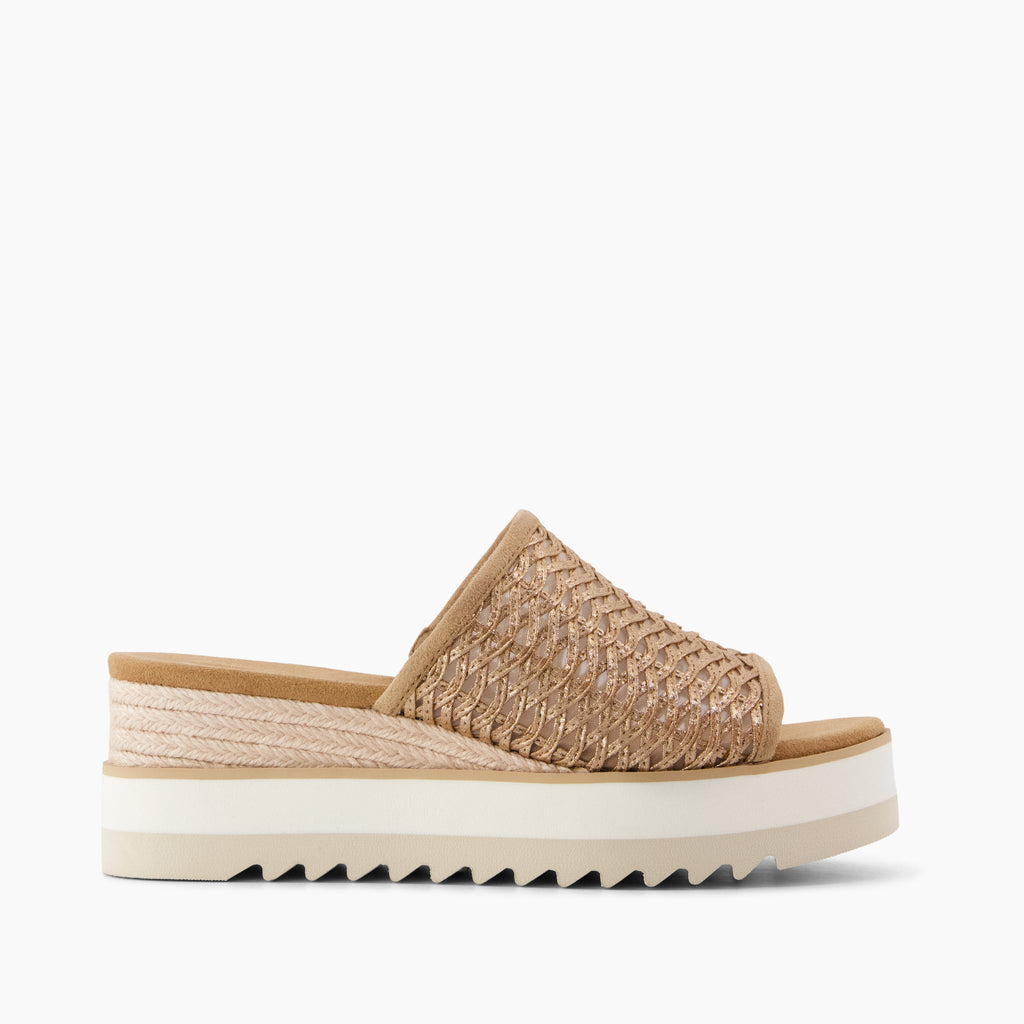 Diana Mule Wedge Sandal - Bronze Deco Basket Weave Side View