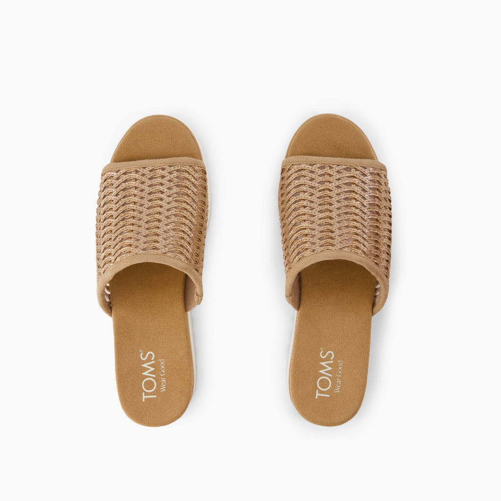 Diana Mule Wedge Sandal - Bronze Deco Basket Weave Top View