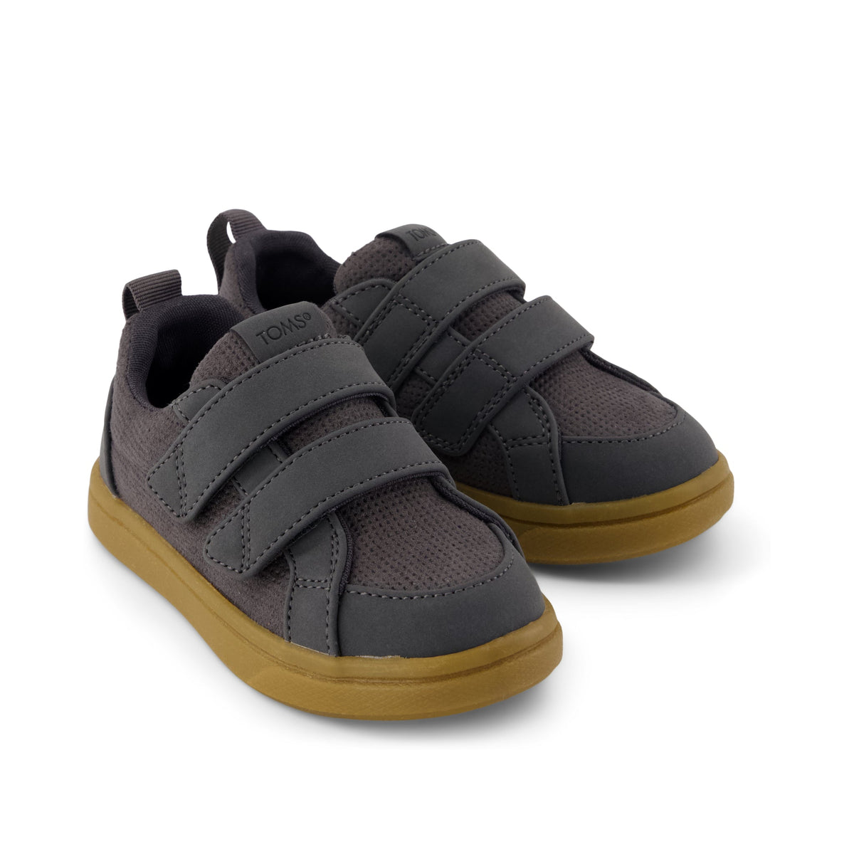 Cruz Double Strap Toddler Sneaker - Forged Iron Deboss Suede Front View