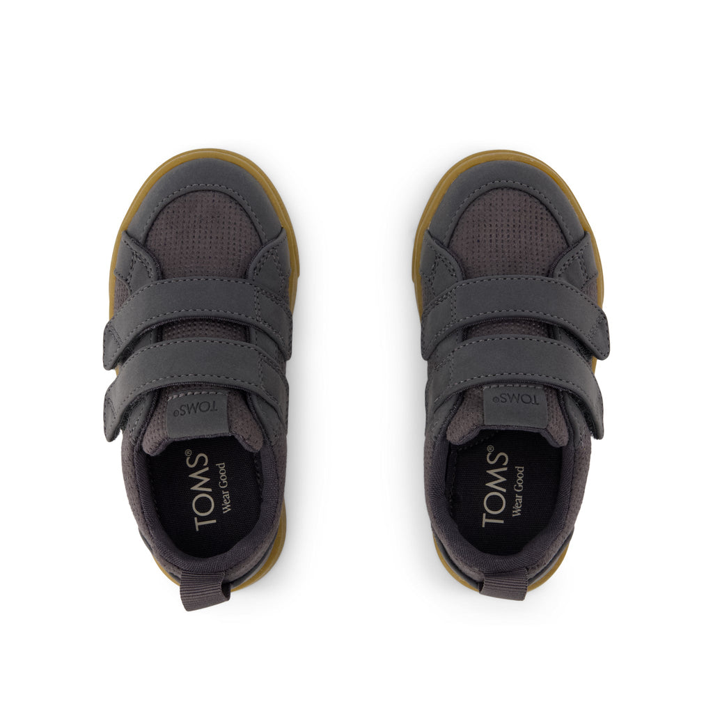 Cruz Double Strap Toddler Sneaker - Forged Iron Deboss Suede Top View
