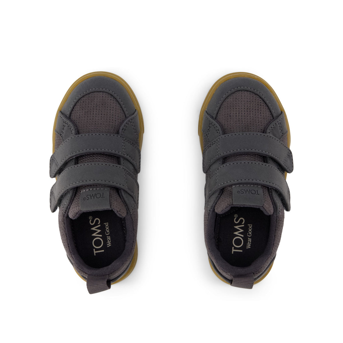 Cruz Double Strap Toddler Sneaker - Forged Iron Deboss Suede Top View