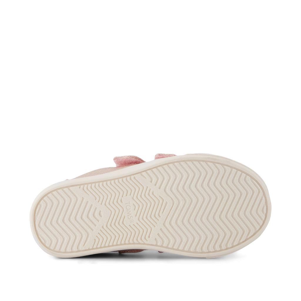 Cruz Double Strap Toddler Sneaker - Pink Quartz Iridescent Woven Bottom Sole View