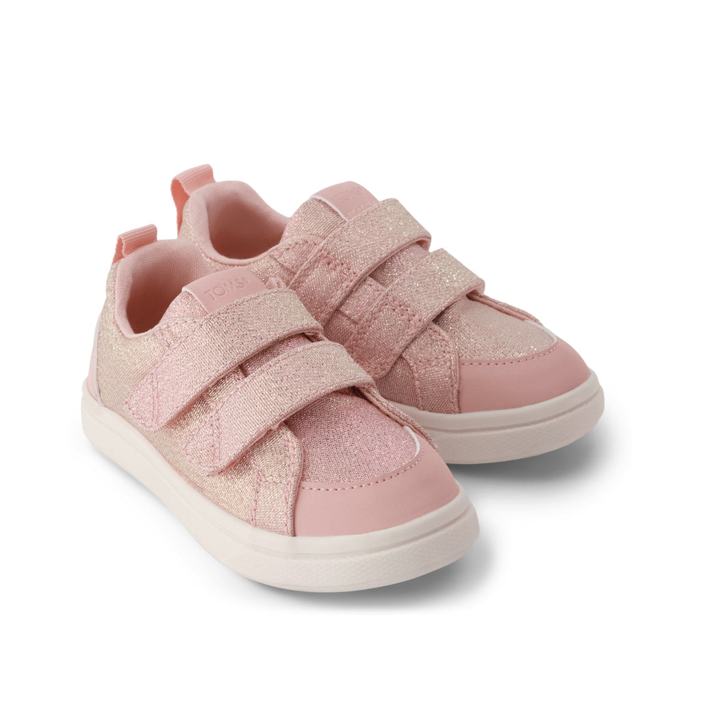 Cruz Double Strap Toddler Sneaker - Pink Quartz Iridescent Woven Front View