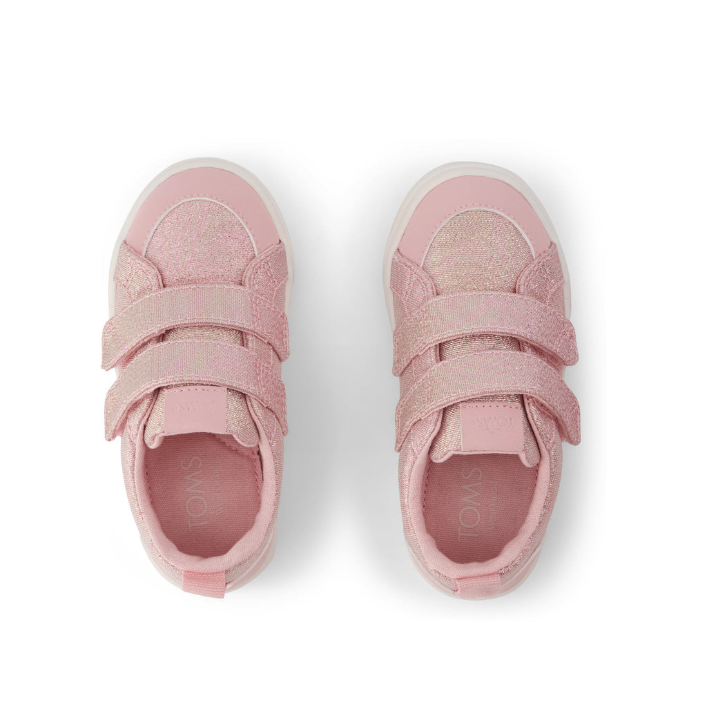 Cruz Double Strap Toddler Sneaker - Pink Quartz Iridescent Woven Top View