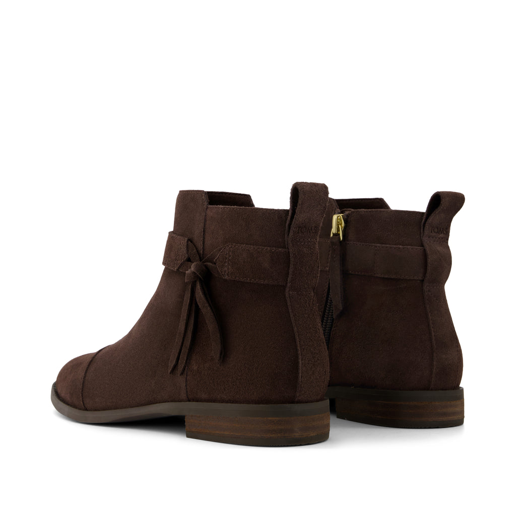 Stacey Ankle Bootie - Chocolate Brown Suede Back View