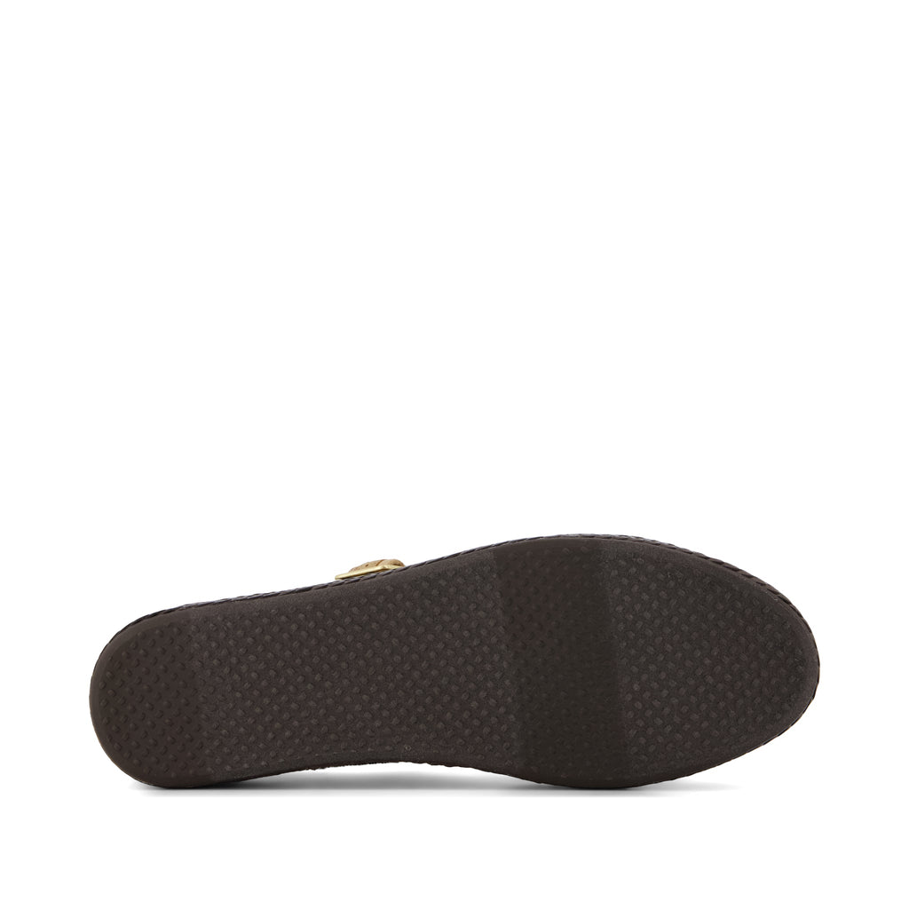 Carolina Mary Jane Espadrille - Toffee Textured Plaid Bottom Sole View