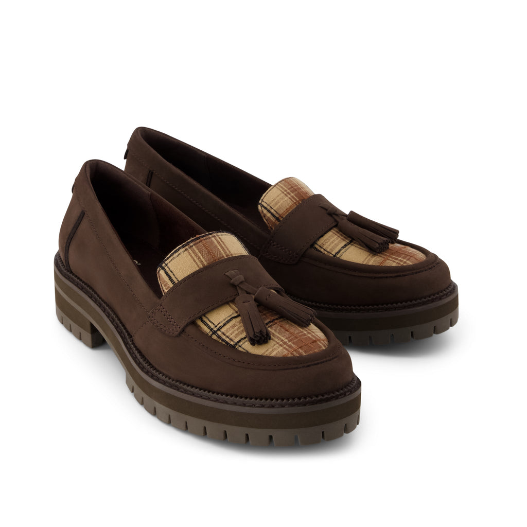 Cara Tassel Loafer  - Chocolate Brown Palid Front View