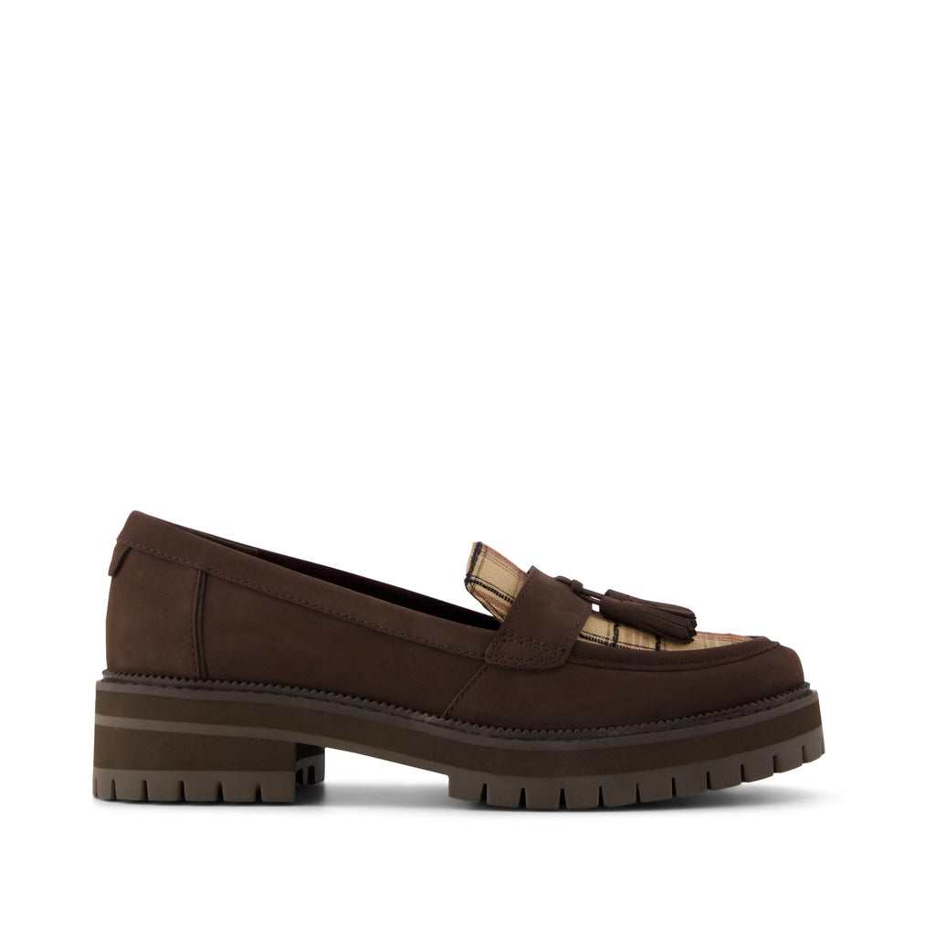 Cara Tassel Loafer  - Chocolate Brown Palid Side View