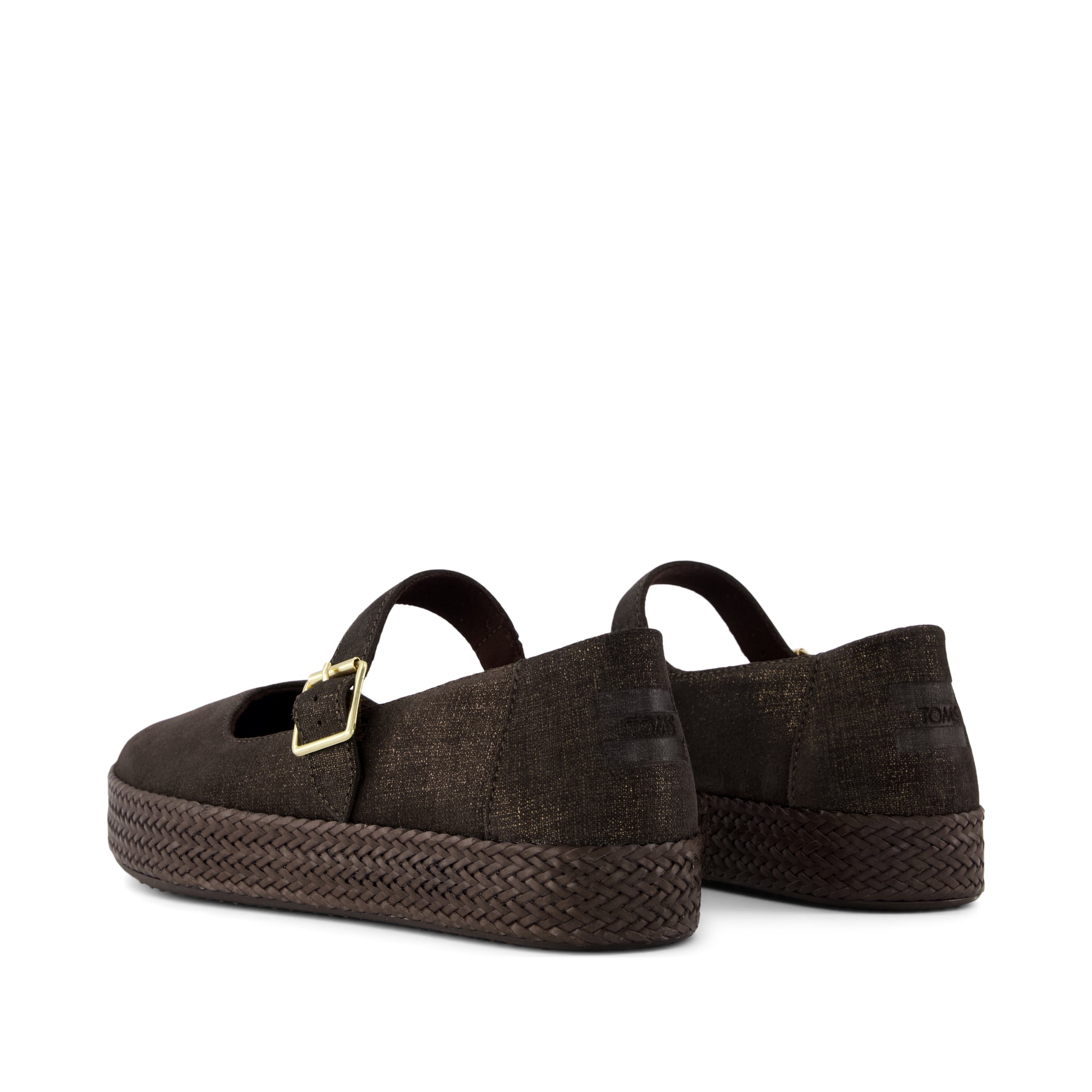 Carolina Mary Jane Espadrille - Metallic Chocolate Brown Crosshatch Suede Back View