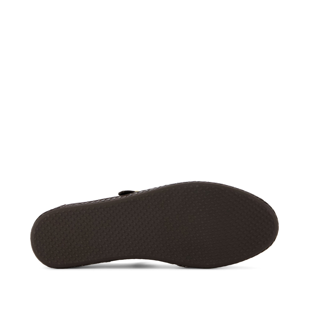 Carolina Mary Jane Espadrille - Metallic Chocolate Brown Crosshatch Suede Bottom Sole View