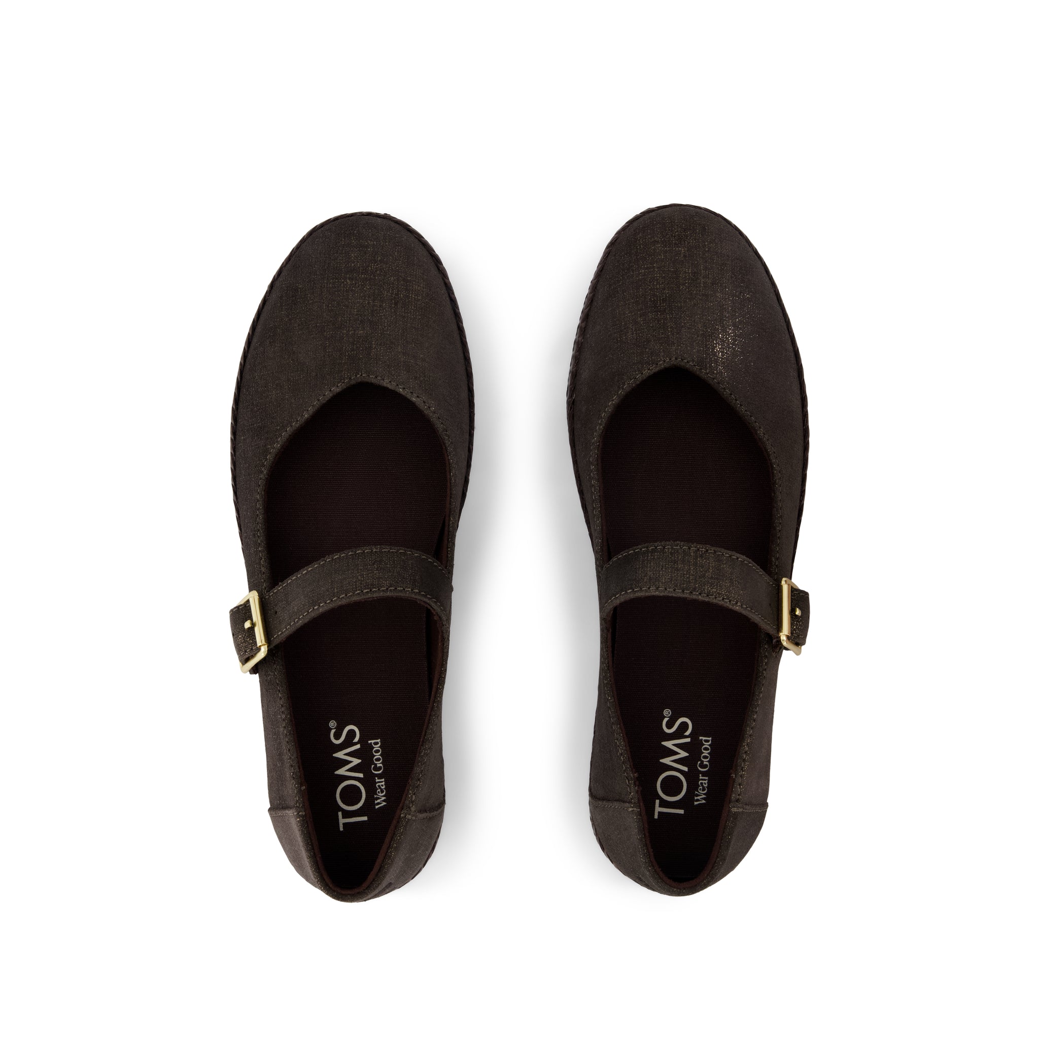 Carolina Mary Jane Espadrille - Metallic Chocolate Brown Crosshatch Suede Top View