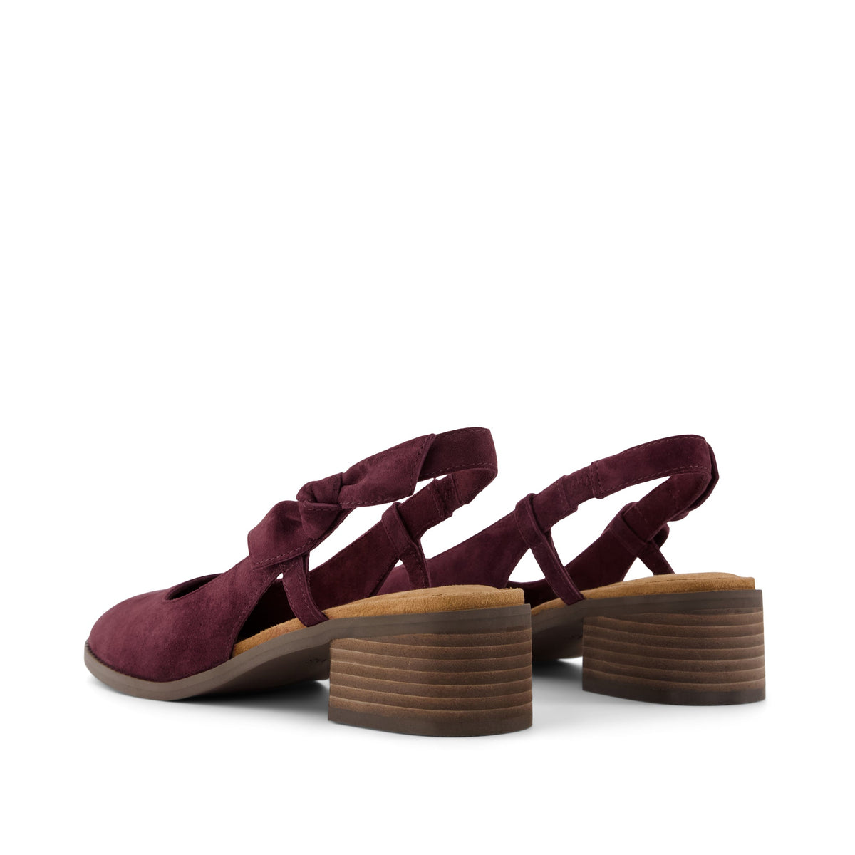 Jaclyn Slingback Bow Heel - Burgundy Kid Suede Back View