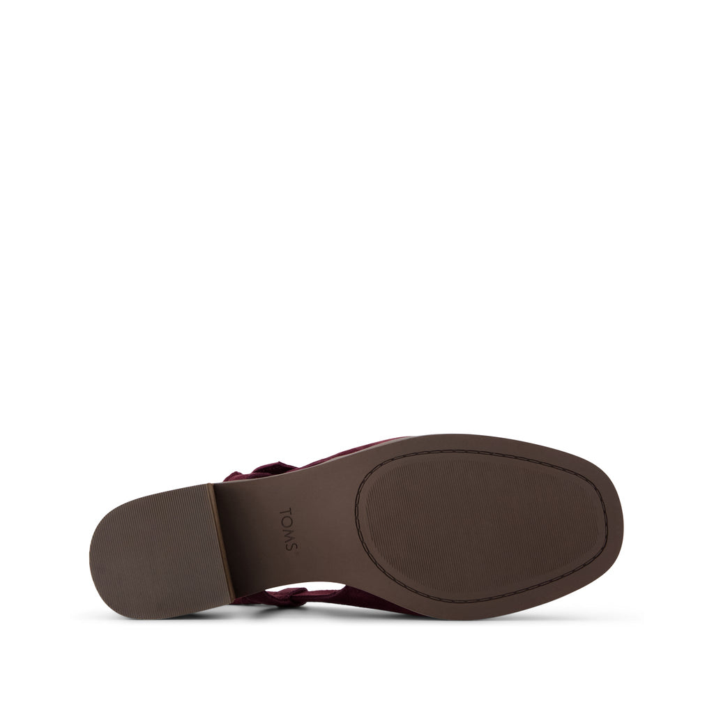 Jaclyn Slingback Bow Heel - Burgundy Kid Suede Bottom Sole View