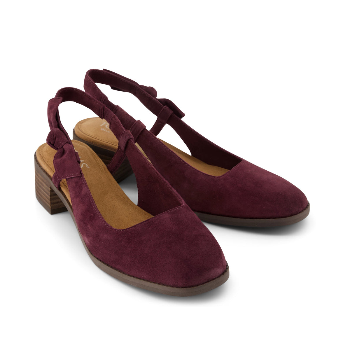 Jaclyn Slingback Bow Heel - Burgundy Kid Suede Front View