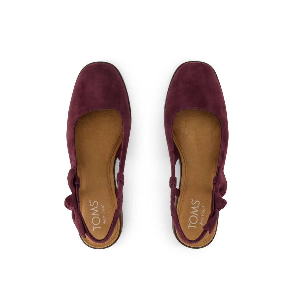 Jaclyn Slingback Bow Heel - Burgundy Kid Suede Top View