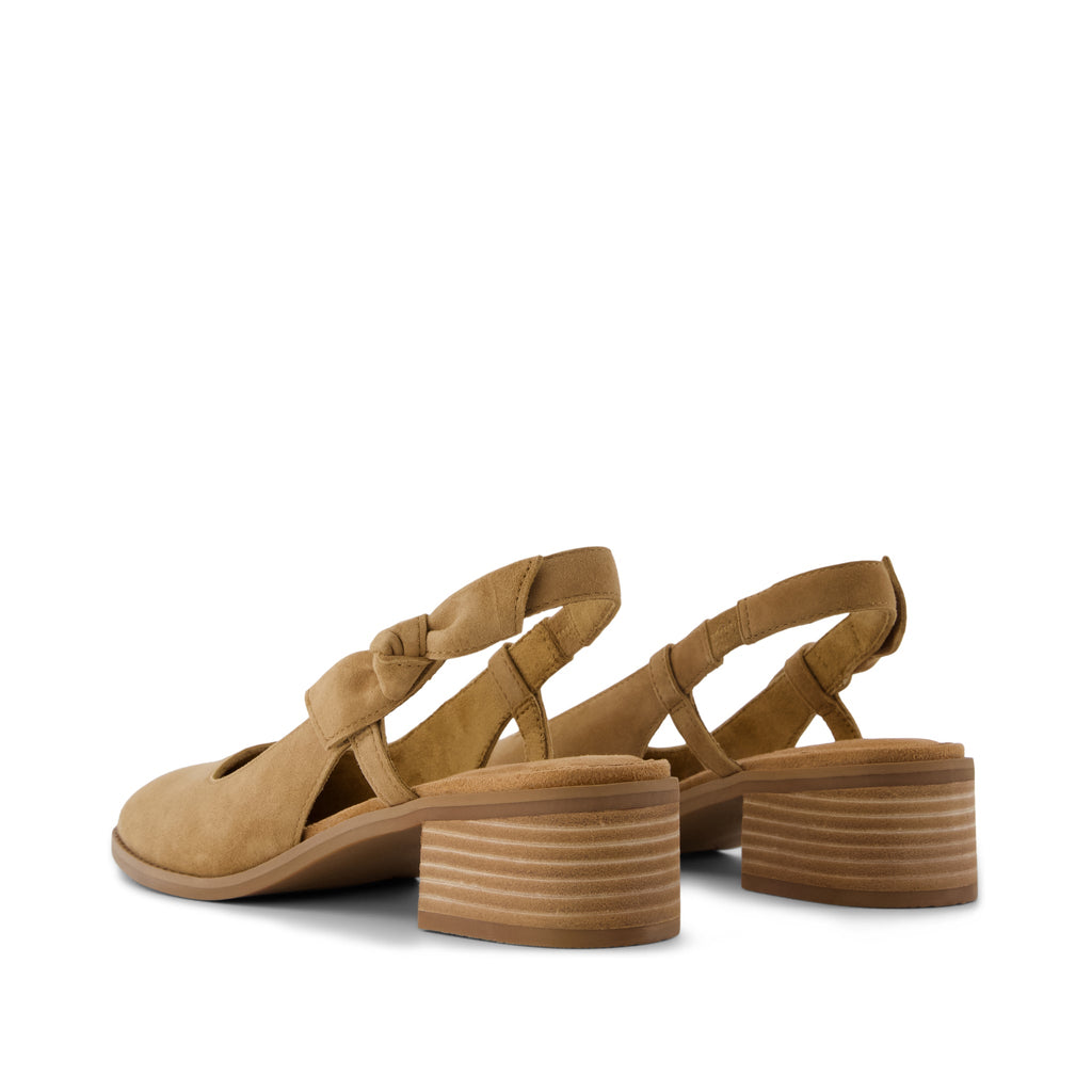 Jaclyn Slingback Bow Heel - Toffee Kid Suede Back View