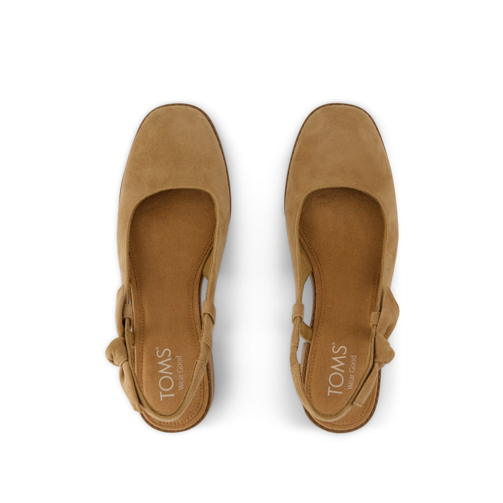 Jaclyn Slingback Bow Heel - Toffee Kid Suede Top View