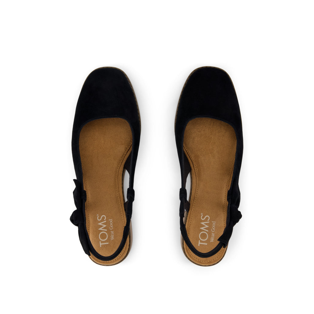 Jaclyn Slingback Bow Heel - Black Kid Suede Top View