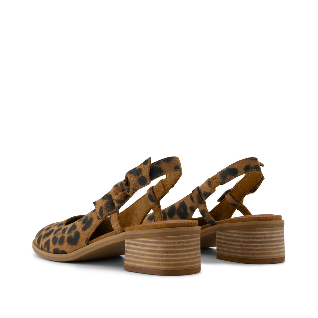 Jaclyn Slingback Bow Heel - Brown Sugar Leopard Suede Back View